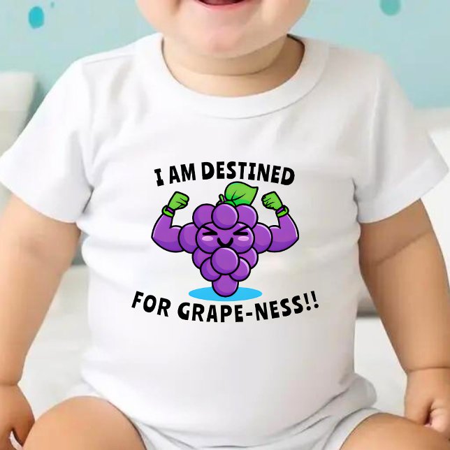 Body Je Suis Destiné Pour Le Raisin Ness Funny Fruit Pu (funny grape baby bodysuit with text " I am destined for grape-ness ")