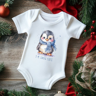 Body Je suis Neige Mignonne Aquarelle hiver Pingouin de