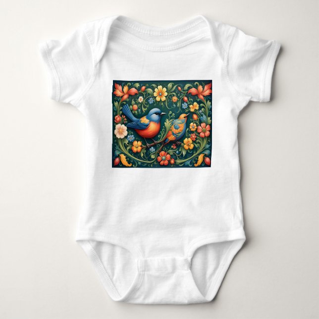 Body Je suis un enfant norvégien Rosemaling Bodysuit (Devant)