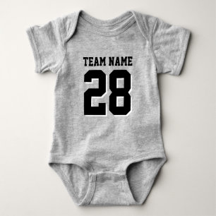 Body Jersey de football gris et noir Sports Baby Romper