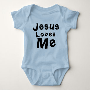 Body Jésus m'aime Baby Boy Boy Bodysuit Bleu Une pièce