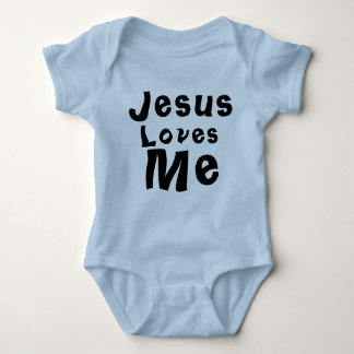 Body Jésus m'aime Baby Boy Boy Bodysuit Bleu Une pièce