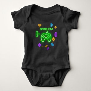 Body Jeu sur néon vert, bleu & jaune gamer bébé