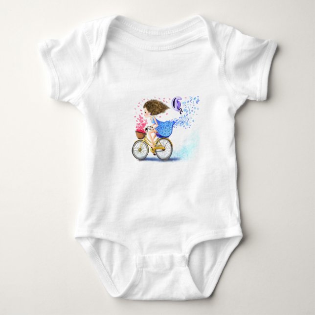 Body Jeune Fille Sur Un Vélo Bébé Bodysuit (Devant)