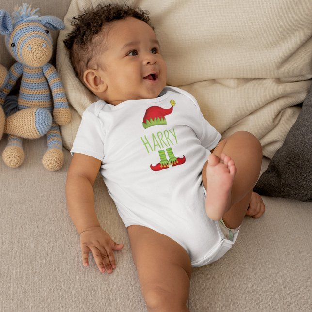 Body Jingle Jolly Merry Old Elf Casquette et chaussures (Whimsical cute personalized elf baby newborn body suit.)