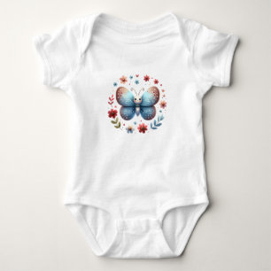 Body Joli bébé papillon avec des fleurs