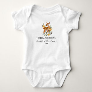 Body Joli bébé premier Noël floral cerf moderne