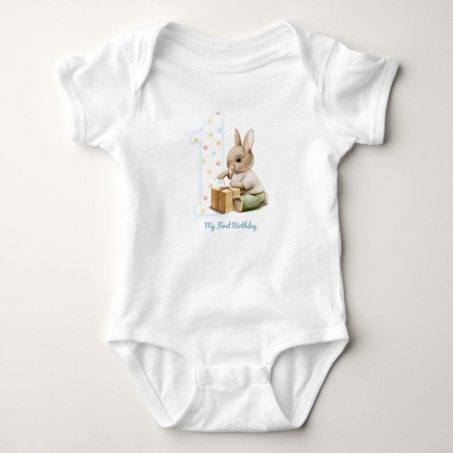 Body Joli Bunny Mon premier T-shirt d'anniversaire (Devant)