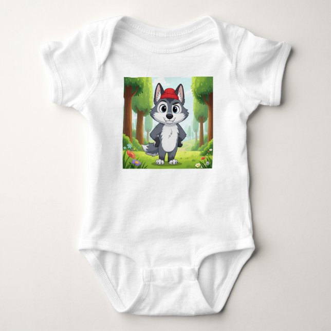 Body "Joli caricature Wolf Baby Bodysuit - Forest Walk (Devant)