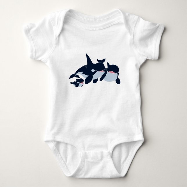 Body Joli Cartoon Orca Famille Bébé Bodysuit (Devant)