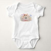 Joli code QR personnalisé chat pastel rose floral