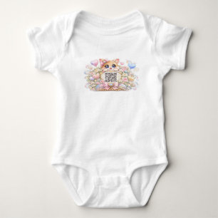 Body Joli code QR personnalisé chat pastel rose floral 