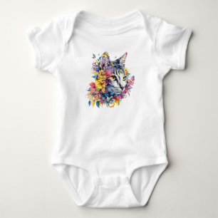 Body Joli design floral de la face de chat