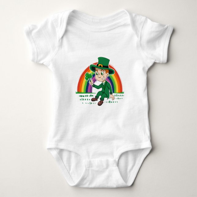 Body Joli dessin animé leprechaun avec shamrock et arc- (Devant)