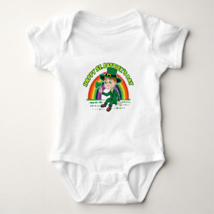 Body Joli dessin animé leprechaun avec shamrock et arc-