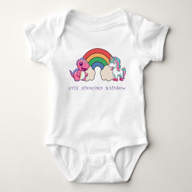 Body Joli Dinosaur Unicorn arc-en-ciel anniversaire col (Devant)