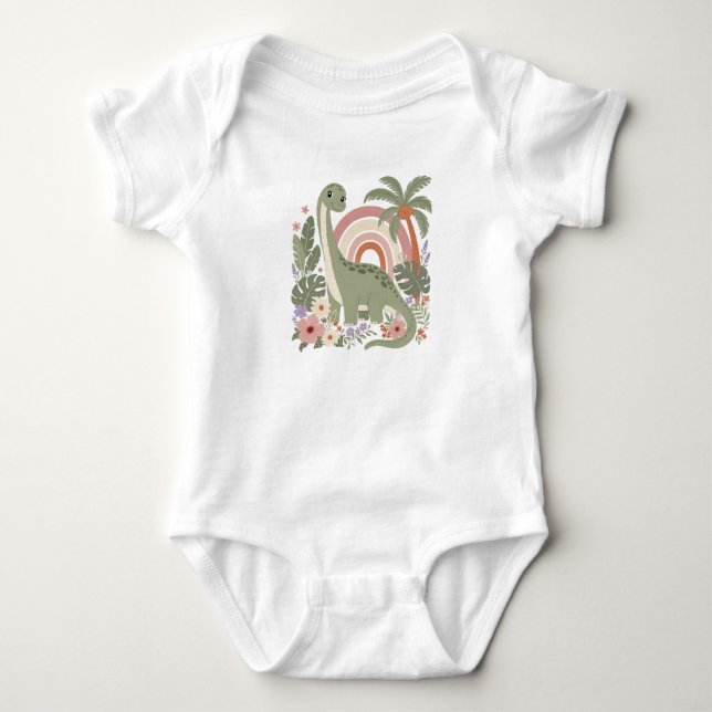 Body Joli dinosaure boho | Dino pastel arc-en-ciel | Fl (Devant)
