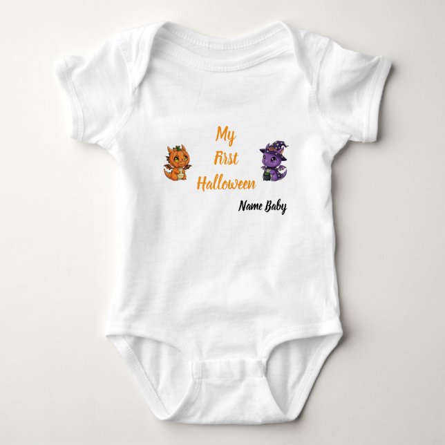 Body Joli Dragon Squelette Mon Premier Halloween Bébé (Devant)