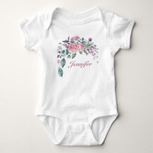 Body Joli Floral Nom Personnalisé Baby Girl