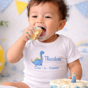 Body Joli Garçon Bleu Aquarelle One-a-Saurus 1er Annive