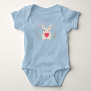 Body Joli Lapin Blanc Au Coeur