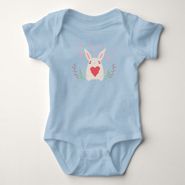 Body Joli Lapin Blanc Au Coeur (Devant)