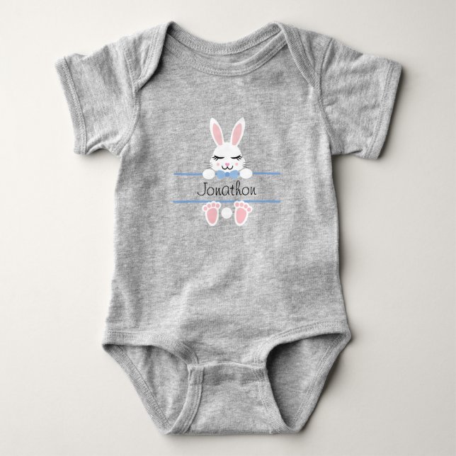 Body Joli lapin de Pâques Monogramme Ajouter le nom Gar (Devant)