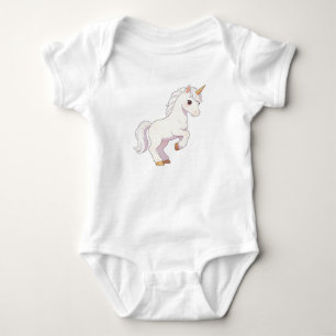 Body Joli licorne blanc pur levant le sabot et regardan