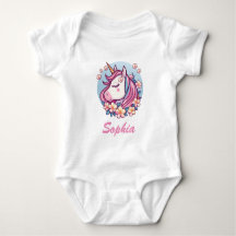 Joli licorne et fleurs, nom personnalisé