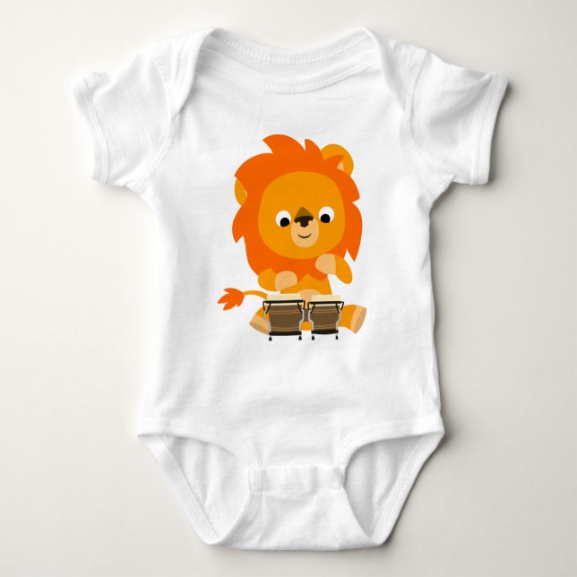 Body Joli Lion Caricature Jouer Bongos Baby Bodysuit (Devant)