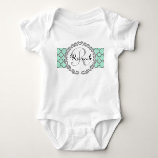 Body Joli monogramme vert menthe