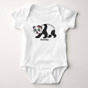 Body Joli panda heureux avec une fleur de dessin animé