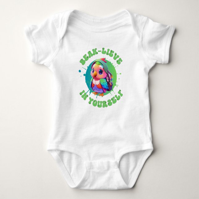 Body Joli Perroquet Chibi Kawaii Nom École Année sur le (Devant)