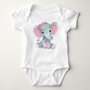 Body Joli petit éléphant fille bodysuit rose rustique