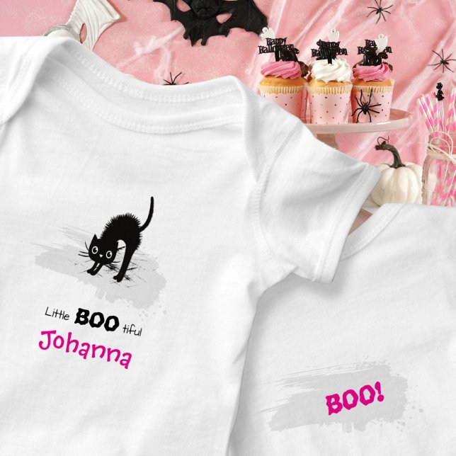 Body Joli Petit Fantôme de Chat Mignon Bébé Halloween (Little BOO-tifful Cat and Ghost Baby Bodysuit ©Susanne Sachers - Sunny Mind 👻)
