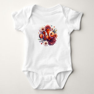 Body Joli Poisson-Clown avec Fleurs Art d'Animal Mari