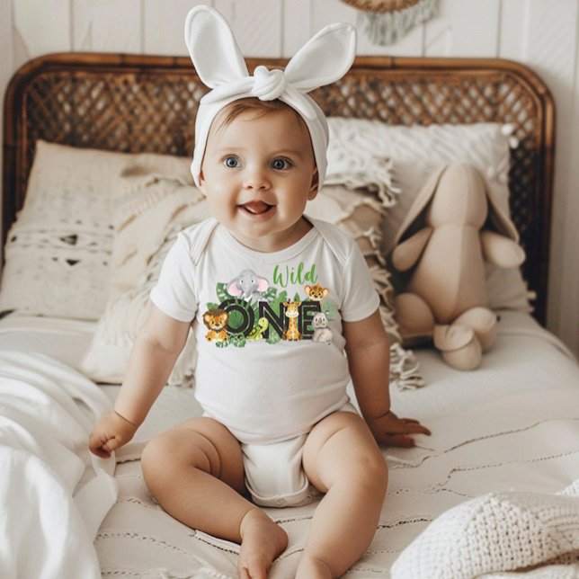 Body Joli Premier Anniversaire Safari Jungle Animaux Sa (Créateur téléchargé)