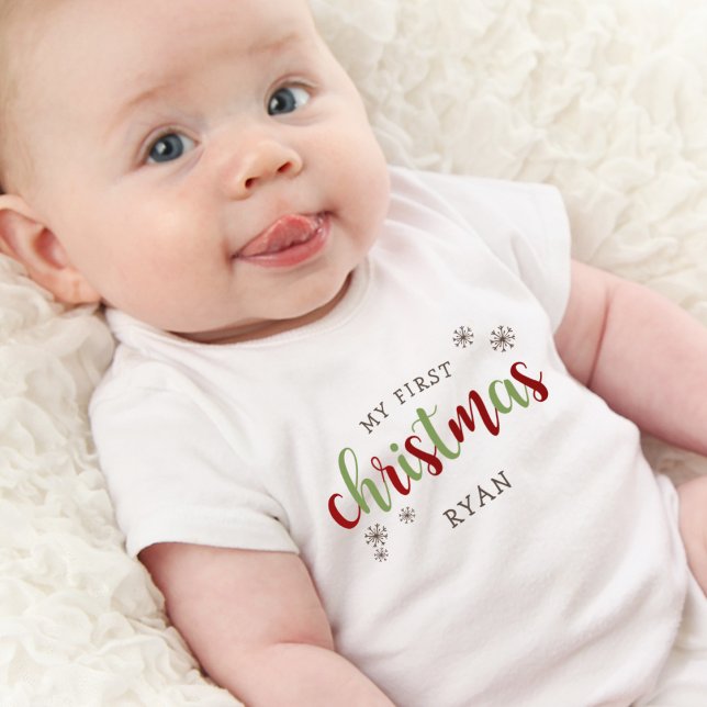 Body Joli prénom pour le premier Noël (Cute My First Christmas Name Baby Bodysuit)