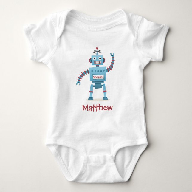 Body Joli robot rétro dessin animé bébé personnalisé (Devant)