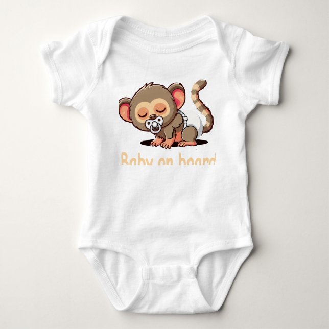 Body Joli Singe Dormant de Dessin Animé | Bébé à Bord d (Devant)
