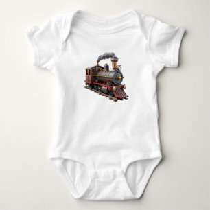 Body Joli T-Shirt Bébé 3D Train à Vapeur Vintage – Litt