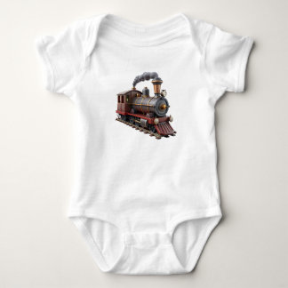 Body Joli T-Shirt Bébé 3D Train à Vapeur Vintage – Litt