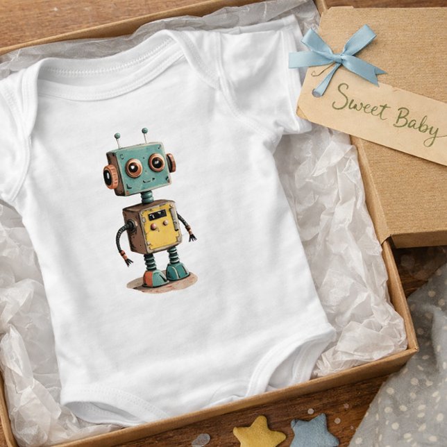 Body Joli T-Shirt Bébé Robot Rétro (Créateur téléchargé)