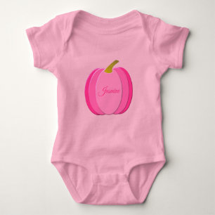 Body Jolie Bébé Fille Citrouille Rose Nom Personnalisé