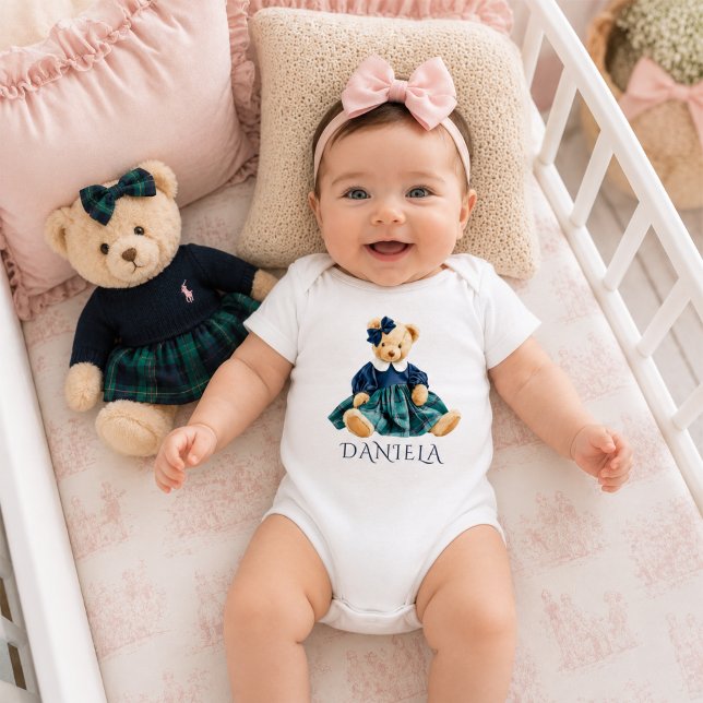 Body Jolie fille ourson préparée (Elegant Preppy Teddy Bear Girl Bodysuit)