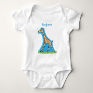 Body Jolie girafe avec dessin animé de papillon