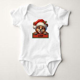 Body Jolie Ours de Noël Nom personnalisé Bodysuit bébé