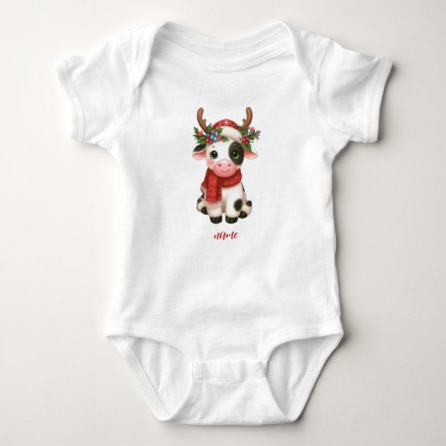 Body Jolie vache de Noël mignonne (Devant)