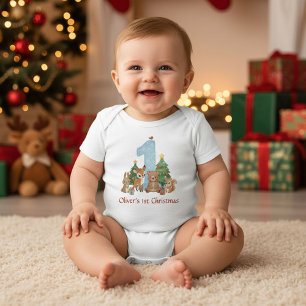 Body Jolis Animaux de la Forêt Premier Noël Bébé Bleu 1