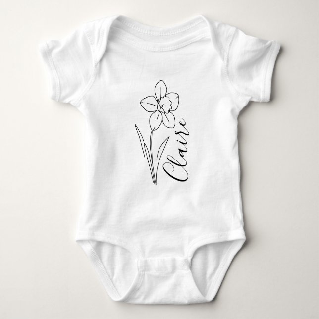 Body Jonquille de mars personnalisée avec un nom Fleur  (Devant)